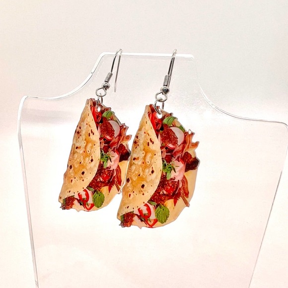 Street Tacos Earrings - Mexican Earrings - Party Earrings - Food Earrings - Picture 5 of 8